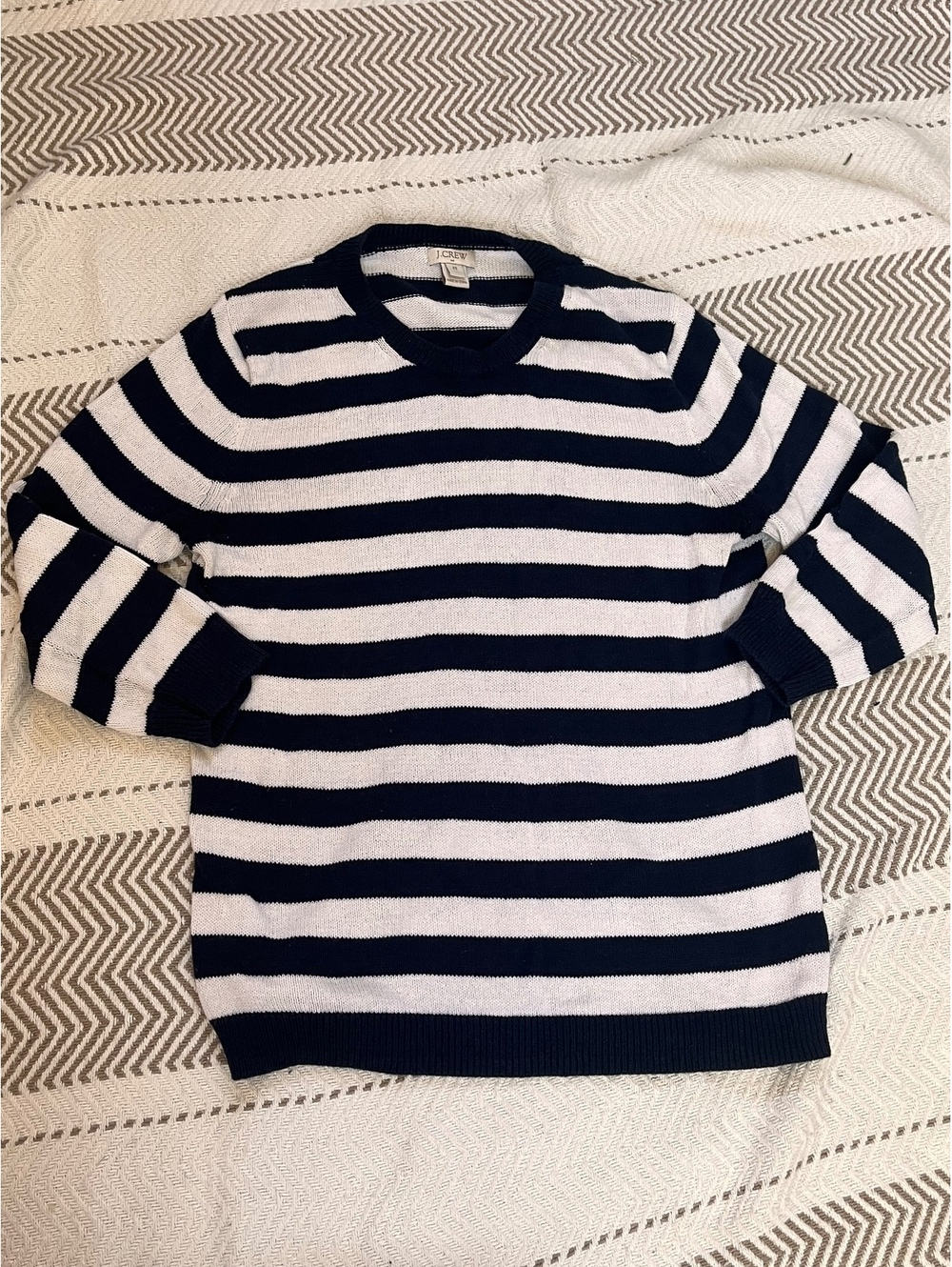 J.Crew Striped Crewneck Sweater XS Navy and White
